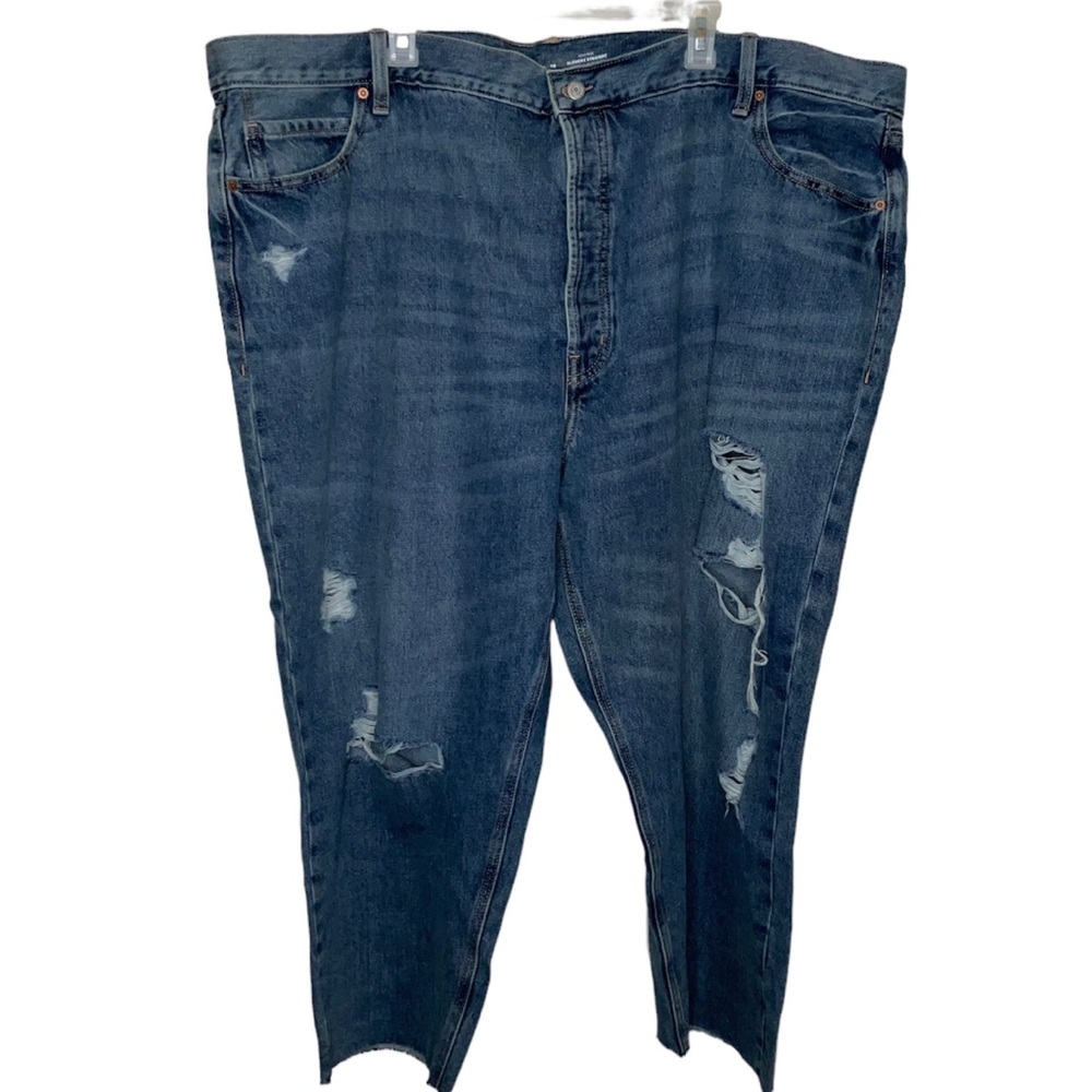 Old Navy 28 Jeans HIGH-WAISTED SLOUCHY STRAIGHT DISTRESSED CROPPED Button Fly